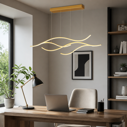Aluminium Tree Branch Chandelier - Gold or Black Sculptural Flush Canopy in 100 and 120cm Spans with Dimmable Remote Control for Dining
