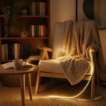 LED Strip Light - 1m to 3m Low Wattage Tape in Warm White, Plain White or Colour Change with 24 Key Neon Remote for Cabinets and Shelves