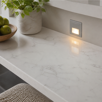 Motion Sensor Recessed Night Light - Flush Fitting LED in Gold, White, Grey or Black with Four Piece Packs for Nursery and Hallway
