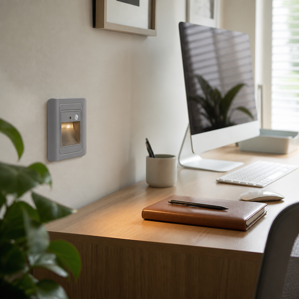 Motion Sensor Night Light - Recessed 2W or 3W LED in White, Grey, Black or Champagne Shell Finishes with Warm or Cool White Glow