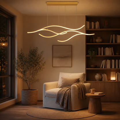 Aluminium Tree Branch Chandelier - Gold or Black Sculptural Flush Canopy in 100 and 120cm Spans with Dimmable Remote Control for Dining