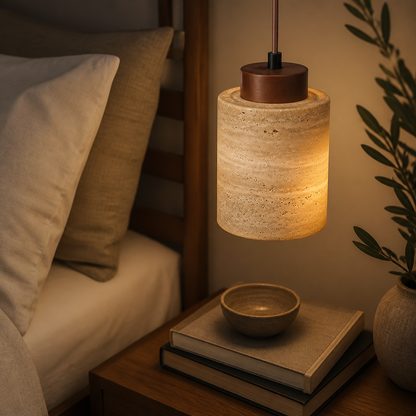 Japanese Modern Chandelier - Wabi-Sabi Cave Stone Fitting in Four Finishes with Warm Glare-Free Glow for Dining Table, Entryway and Lounge