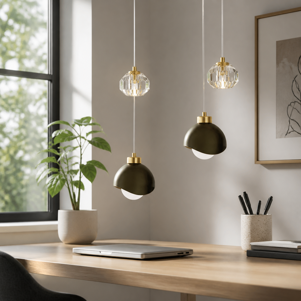 Nordic Crystal Ball LED Ceiling Lamp - 24W Faceted Spheres on a Slim Iron Frame in Warm White for Bedroom, Loft and Bar Corner