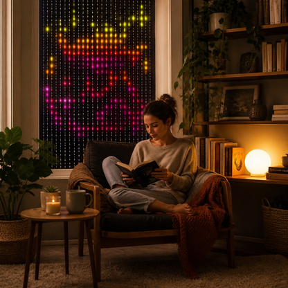 RGBIC Music Sync Light - 2.4 by 2.4m Bluetooth Colour Changing Set with Beat Reactive Scenes, Timers and App or Remote Dimming
