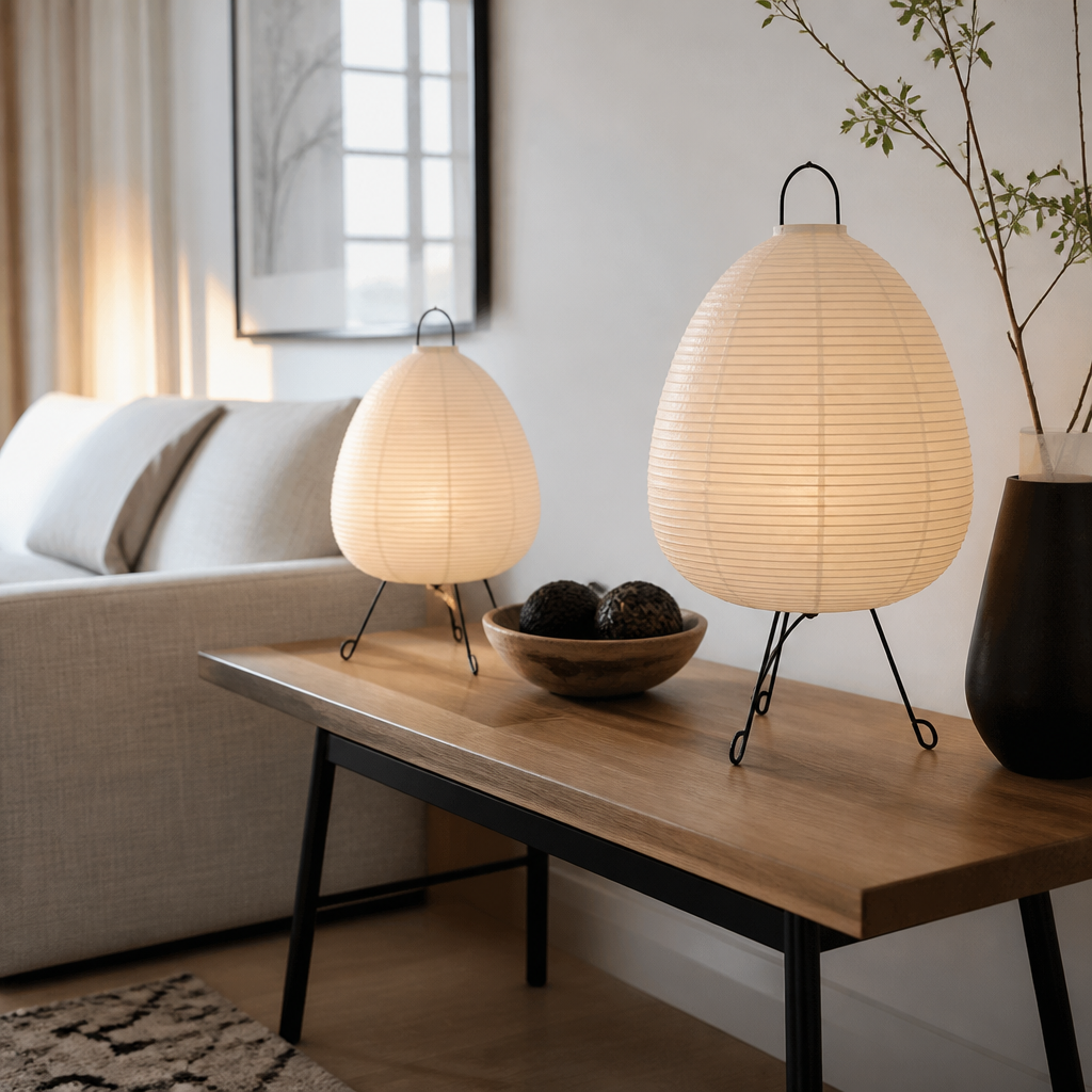Japanese Rice Paper Floor Lamp - Akari Noguchi Style Lantern in Eight Sizes from 43 to 180cm Tall for Bedroom and Reading Corner