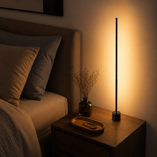 Minimalist Dimmable Floor Lamp - 50, 100 or 140cm Warm White LED Standing Light with Remote Dimming for Sofa Side and Reading Corner