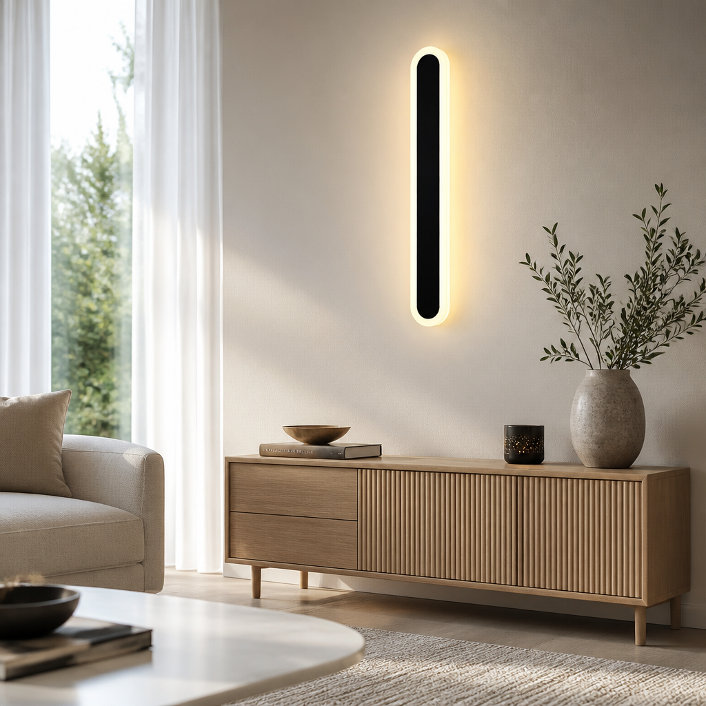 Minimalist Modern Wall Light - White or Black Sconce with Warm Energy-Efficient LED for Hallway, Headboard and Staircase Lighting
