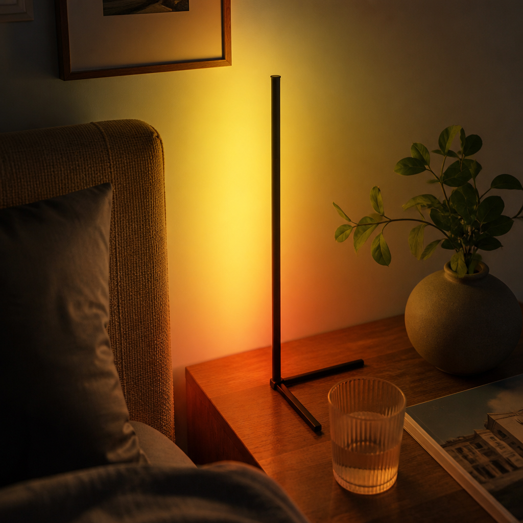 Modern Floor Lamp - 150cm Standing RGB Light with Music Sync Colour Change for Sofa Side, Reading Corner and Bedroom Ambience