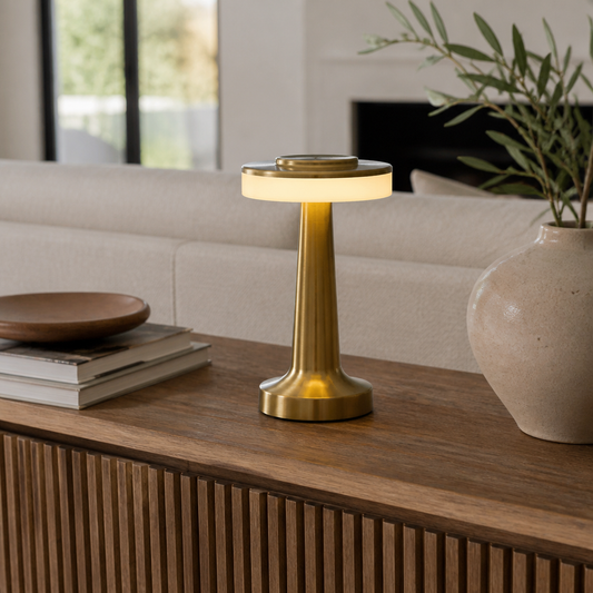 UFO Rechargeable Table Lamp - Cordless Touch Control Lamp in Black, Silver, Gold or Rose Gold Finishes for Bedside Table, Console and Desk