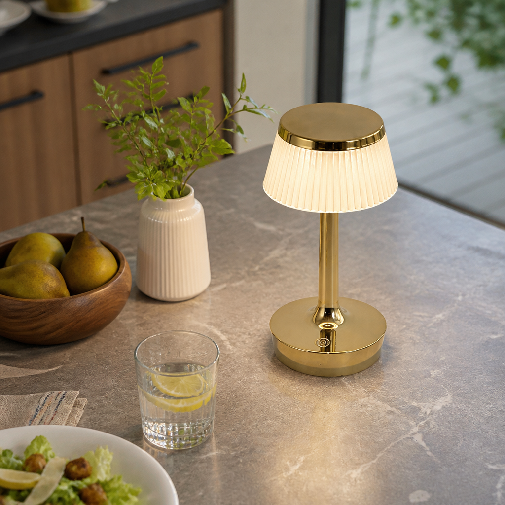 Rechargeable Metal Touch LED Reading Table Lamp - 4W Iron Body Light in White, Gold, Silver, Black or Wood Tone with Three Colour Modes