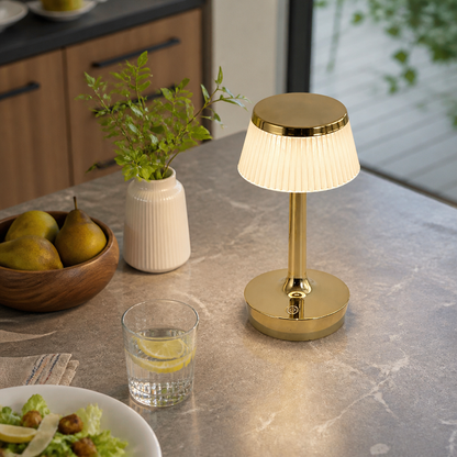 Rechargeable Metal Touch LED Reading Table Lamp - 4W Iron Body Light in White, Gold, Silver, Black or Wood Tone with Three Colour Modes