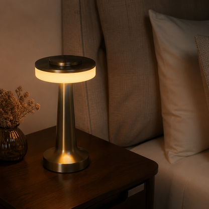 UFO Rechargeable Table Lamp - Cordless Touch Control Lamp in Black, Silver, Gold or Rose Gold Finishes for Bedside Table, Console and Desk