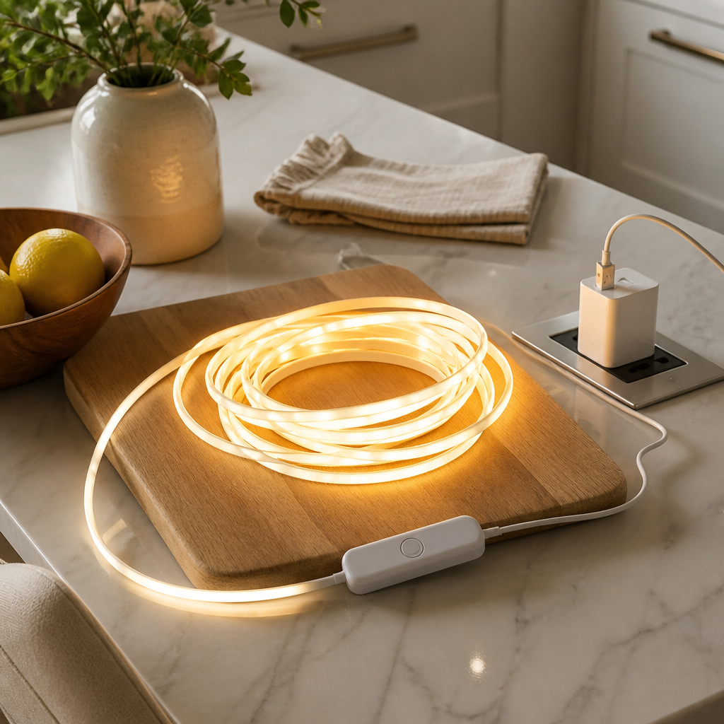 LED Strip Light - 1m to 3m Low Wattage Tape in Warm White, Plain White or Colour Change with 24 Key Neon Remote for Cabinets and Shelves
