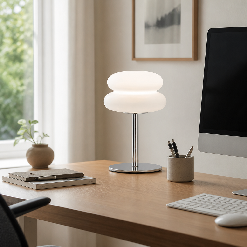 Bauhaus Mushroom Table Lamp - USB Powered Warm Glare-Free LED Light in Three Style Options for Bedside Table, Console and Desk