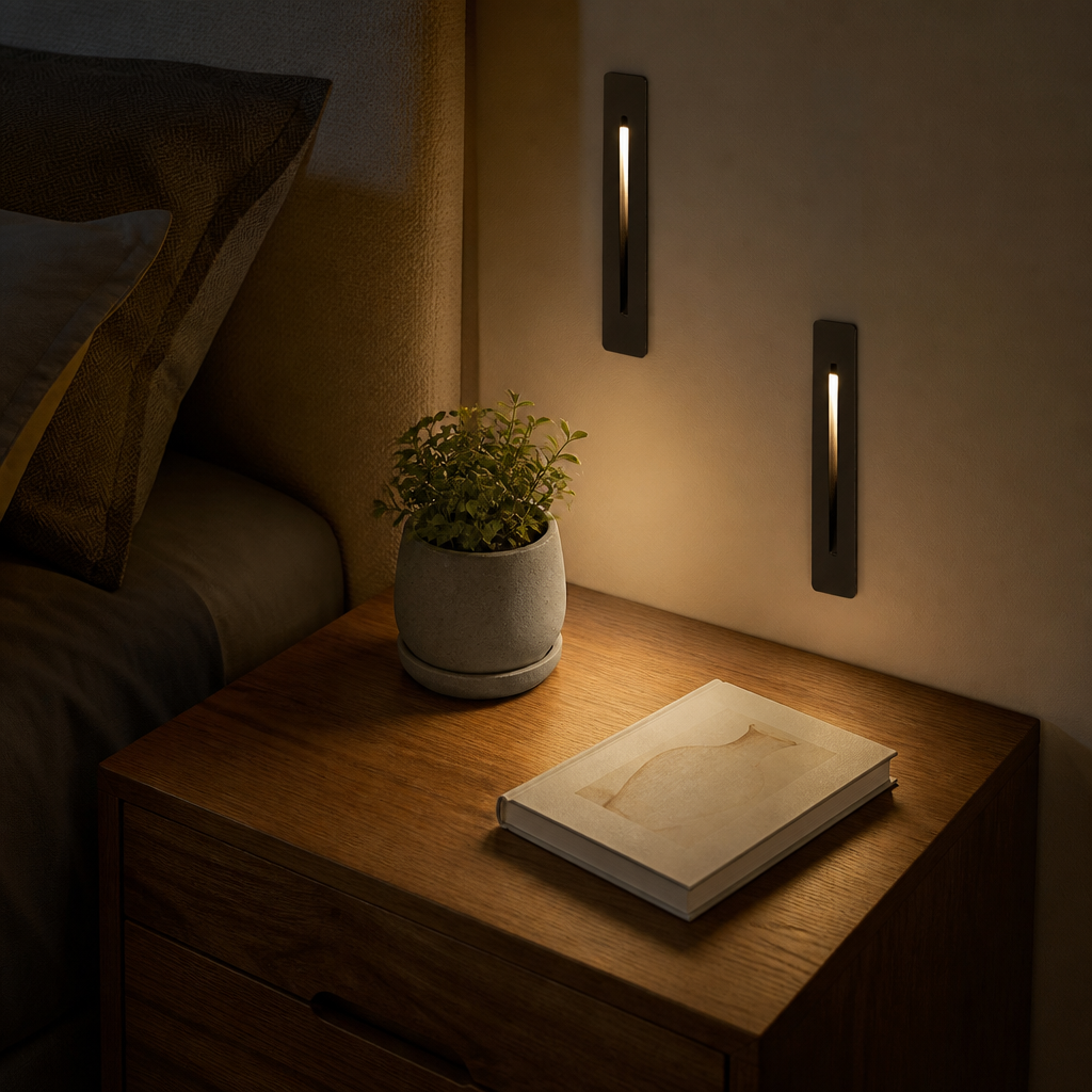 Recessed Wall Lamp - Flush Mounted 3W LED in Matte Black, White or Brushed Silver with Warm or Cool White Light for Halls and Stairs