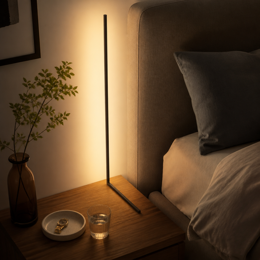 Modern Music Sync Floor Lamp - Black RGB Colour Changing Light in 155cm or 40cm Heights for Sofa Side, Reading Corner and Bedroom