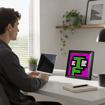 RGB Smart LED Pixel Panel - Black App Controlled Colour Display with Scene, Timer and Brightness Control for Desk, Shelf and Gaming Wall