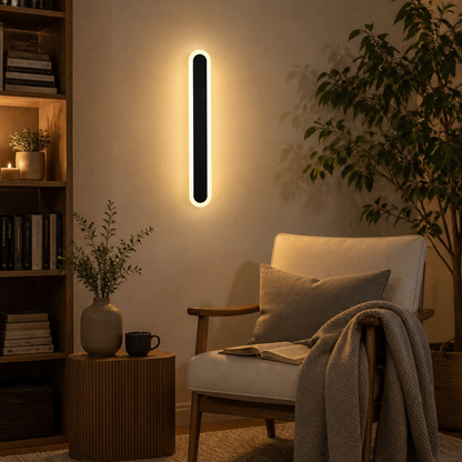 Minimalist Modern Wall Light - White or Black Sconce with Warm Energy-Efficient LED for Hallway, Headboard and Staircase Lighting