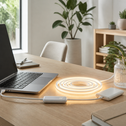 LED Strip Light - 1m to 3m Low Wattage Tape in Warm White, Plain White or Colour Change with 24 Key Neon Remote for Cabinets and Shelves