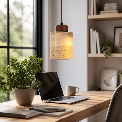 Japanese Modern Chandelier - Wabi-Sabi Cave Stone Fitting in Four Finishes with Warm Glare-Free Glow for Dining Table, Entryway and Lounge