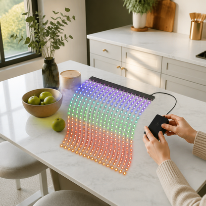 RGB Smart LED Curtain Light - 2 by 2m Backdrop with 400 Dimmable App Controlled LEDs for Windows, Feature Walls and Party Displays