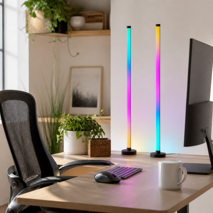Modern Music Sync RGB Floor Lamp - App Controlled Colour Changing Light in 1 or 2 Packs for Living Room, Reading Corner and Bedroom