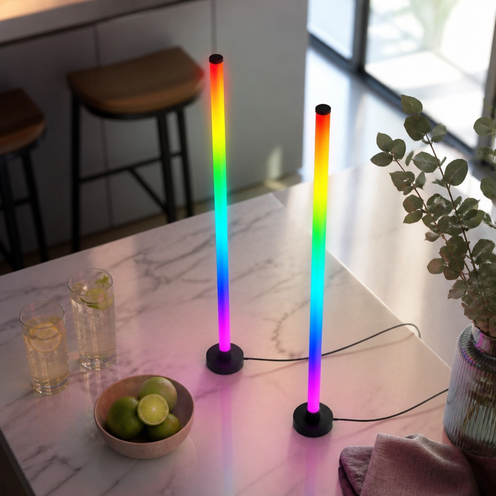 Modern Music Sync RGB Floor Lamp - App Controlled Colour Changing Light in 1 or 2 Packs for Living Room, Reading Corner and Bedroom