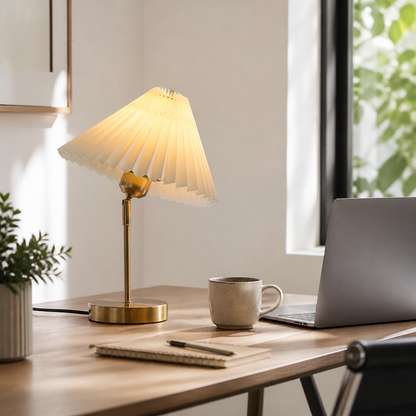 Umbrella Pleated Floor Lamp - Two Shade Styles with Soft Even LED Glow and Easy-Clean Finish for Sofa Side, Reading Nook and Bedroom