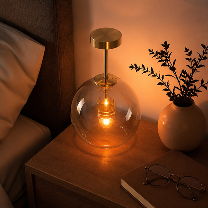Modern Cognac Glass Ceiling Lamp - Hot Bent Amber Tinted Shade on Black Metal Frame with E27 Fitting for Dining Room and Hallway