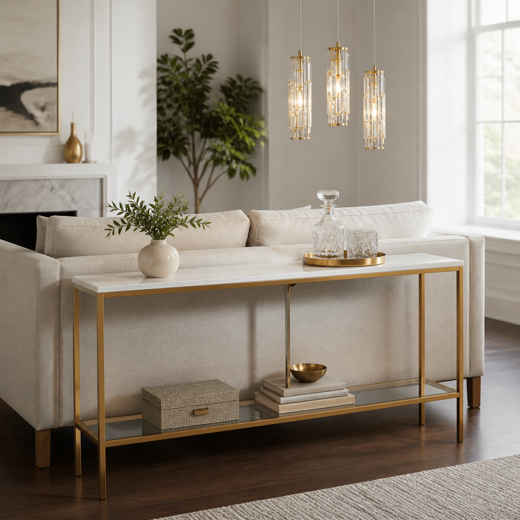 Modern Crystal Pendant Light - Faceted Hanging Lamp in Plated Gold, Silver or Black on Adjustable Cord for Dining Table, Bar and Bedside