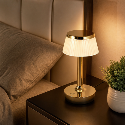 Rechargeable Metal Touch LED Reading Table Lamp - 4W Iron Body Light in White, Gold, Silver, Black or Wood Tone with Three Colour Modes