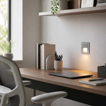 Motion Sensor Recessed Night Light - Flush Fitting LED in Gold, White, Grey or Black with Four Piece Packs for Nursery and Hallway