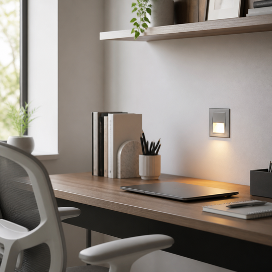 Motion Sensor Recessed Night Light - Flush Fitting LED in Gold, White, Grey or Black with Four Piece Packs for Nursery and Hallway