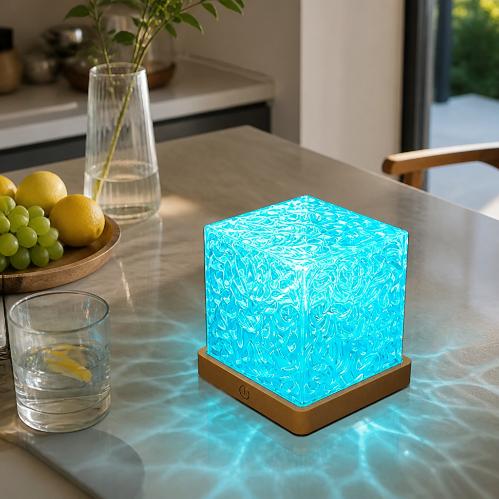 Ocean Wave Aurora Water Ripple Projector Light - Rotating Acrylic Crystal Unit with 16 RGB Colours, Remote and 5V USB Power for Bedrooms