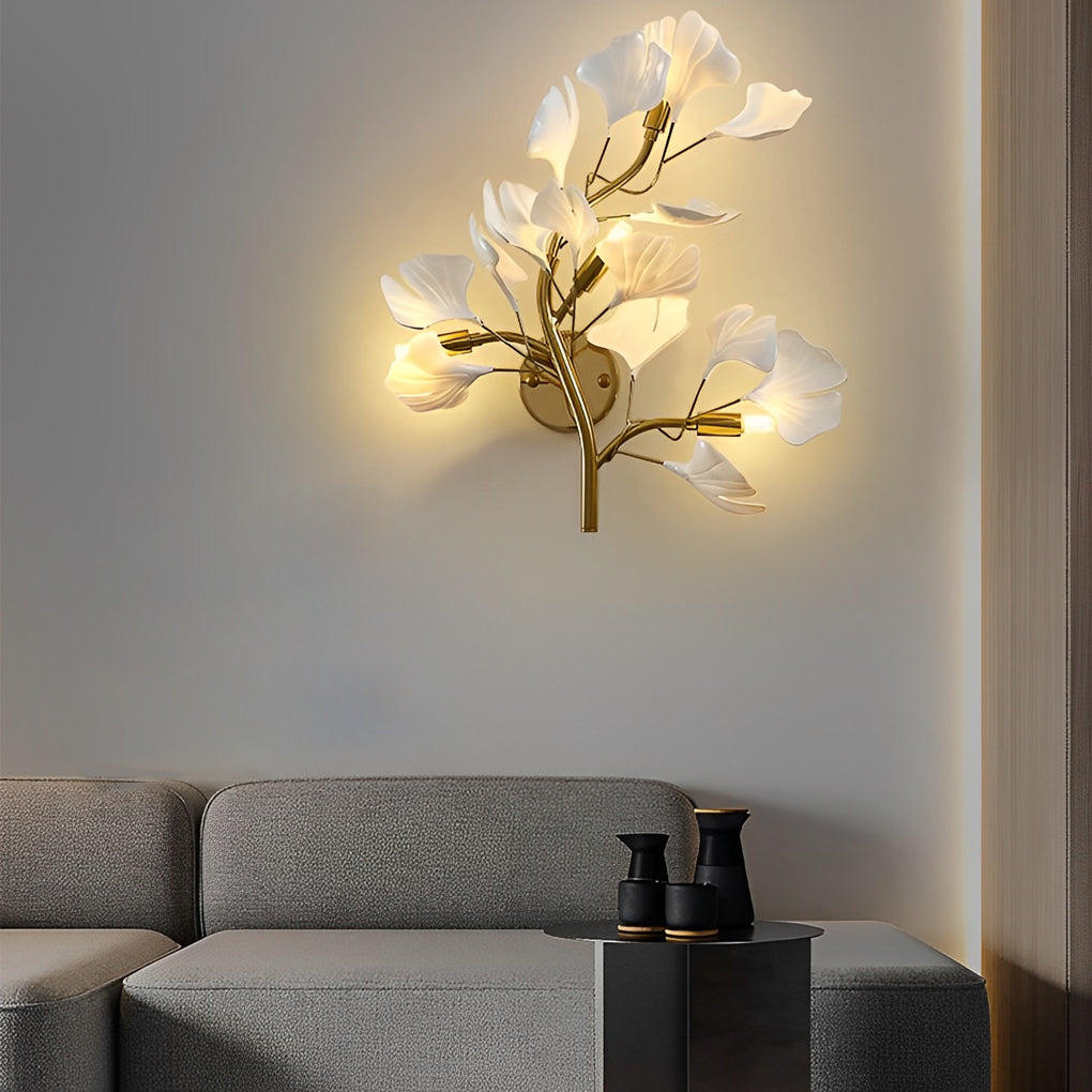 Ginkgo Wall Ligh Modern Gold Branch and Leaf Wall Light