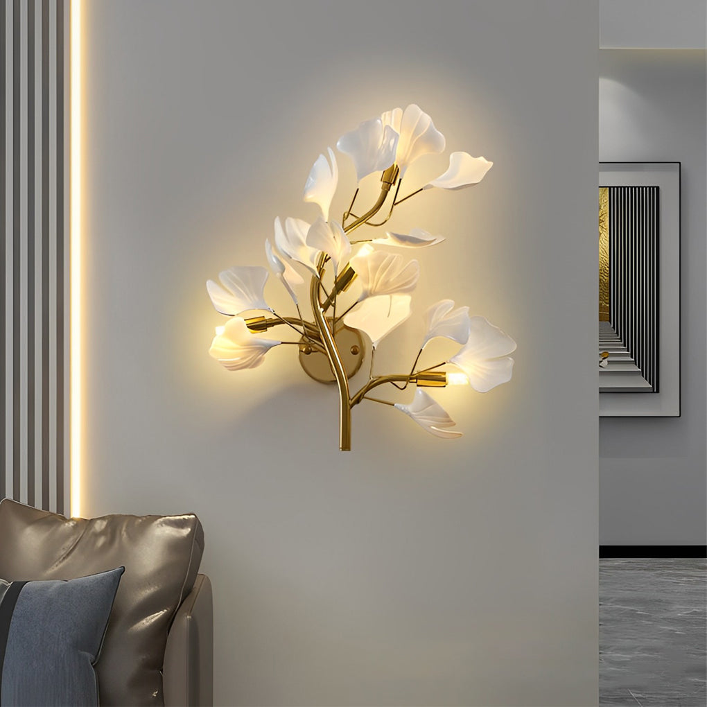 Ginkgo Wall Ligh Modern Gold Branch and Leaf Wall Light
