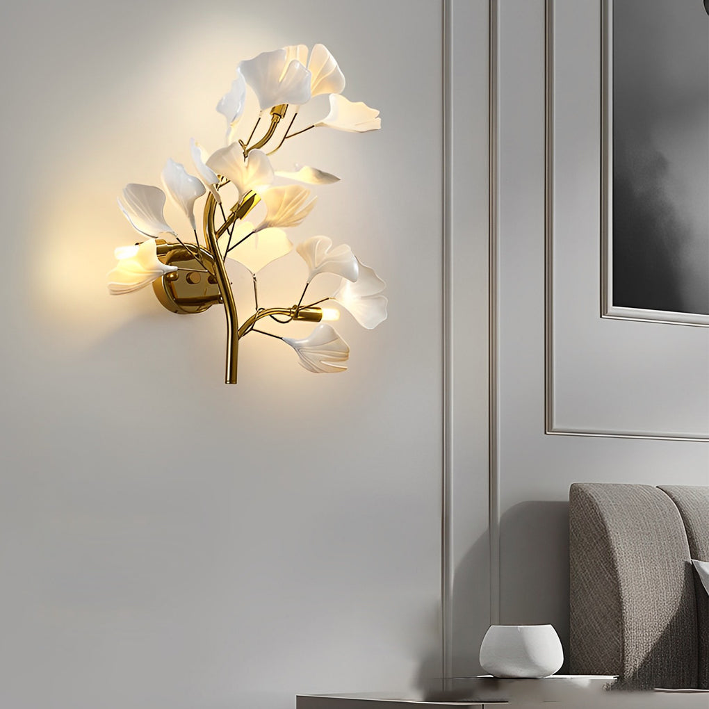 Ginkgo Wall Ligh Modern Gold Branch and Leaf Wall Light
