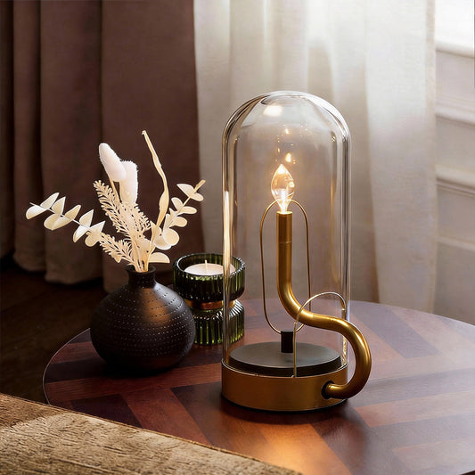 Glass Dome Table Light Atmosphere LED Candle Version Light