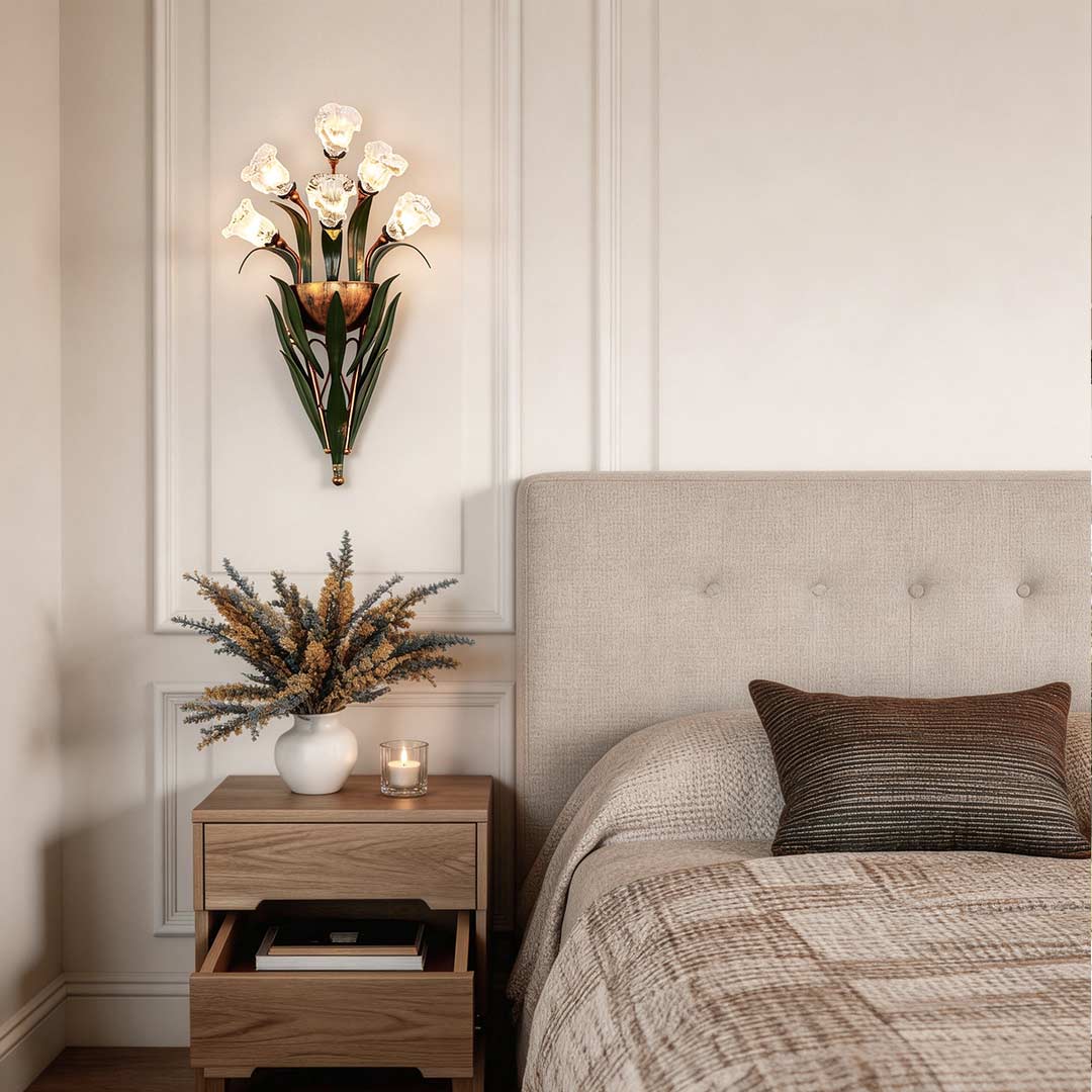 Glass Flower Sconce Country American Style Nature Fixtures