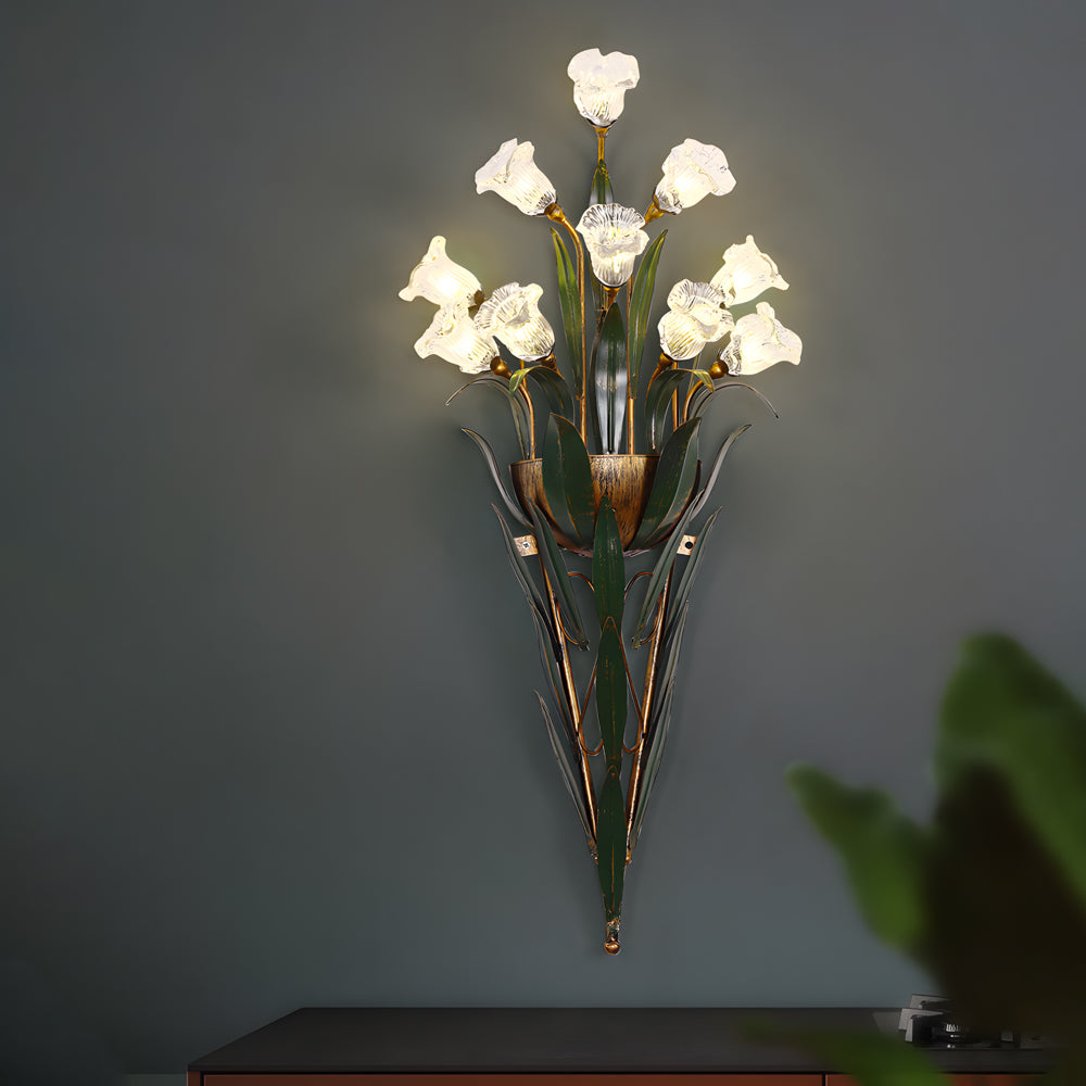 Glass Flower Sconce Country American Style Nature Fixtures