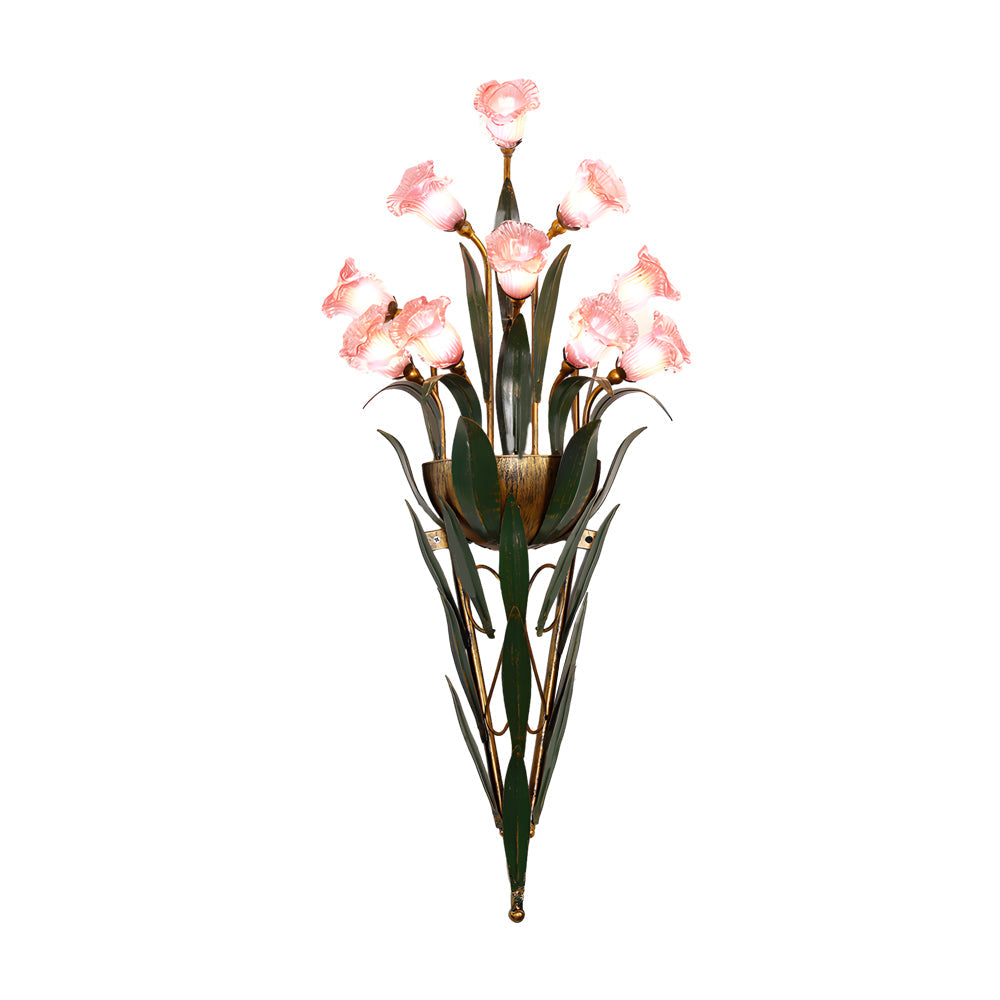 Glass Flower Sconce Country American Style Nature Fixtures