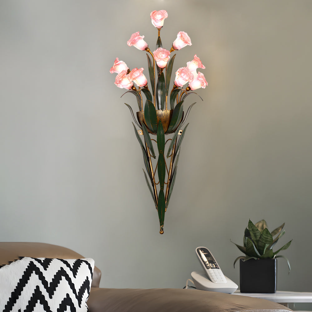 Glass Flower Sconce Country American Style Nature Fixtures