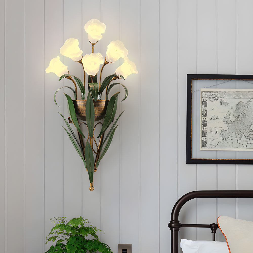 Glass Flower Sconce Country American Style Nature Fixtures