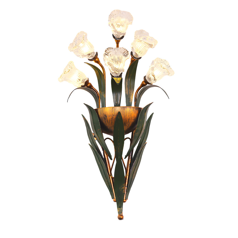 Glass Flower Sconce Country American Style Nature Fixtures