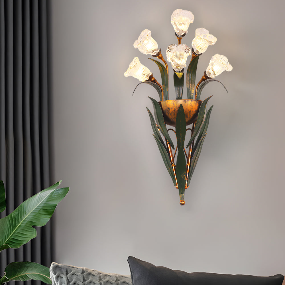 Glass Flower Sconce Country American Style Nature Fixtures
