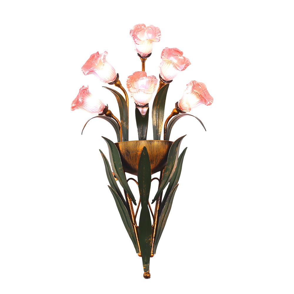 Glass Flower Sconce Country American Style Nature Fixtures