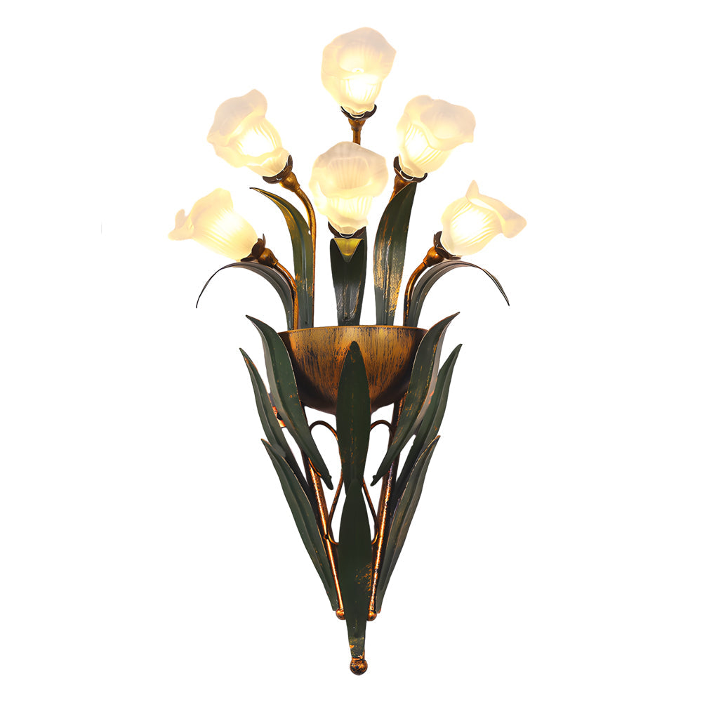 Glass Flower Sconce Country American Style Nature Fixtures