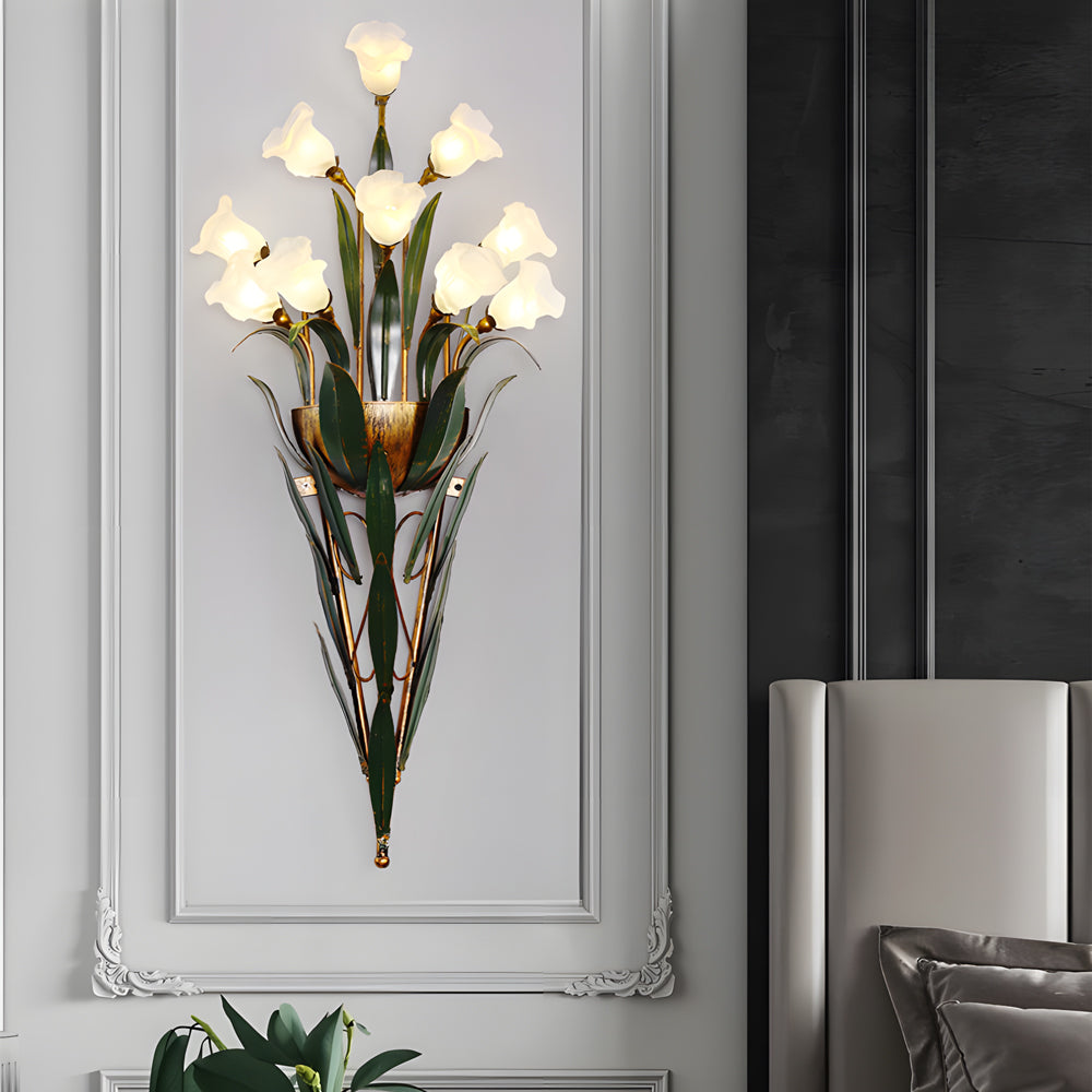 Glass Flower Sconce Country American Style Nature Fixtures
