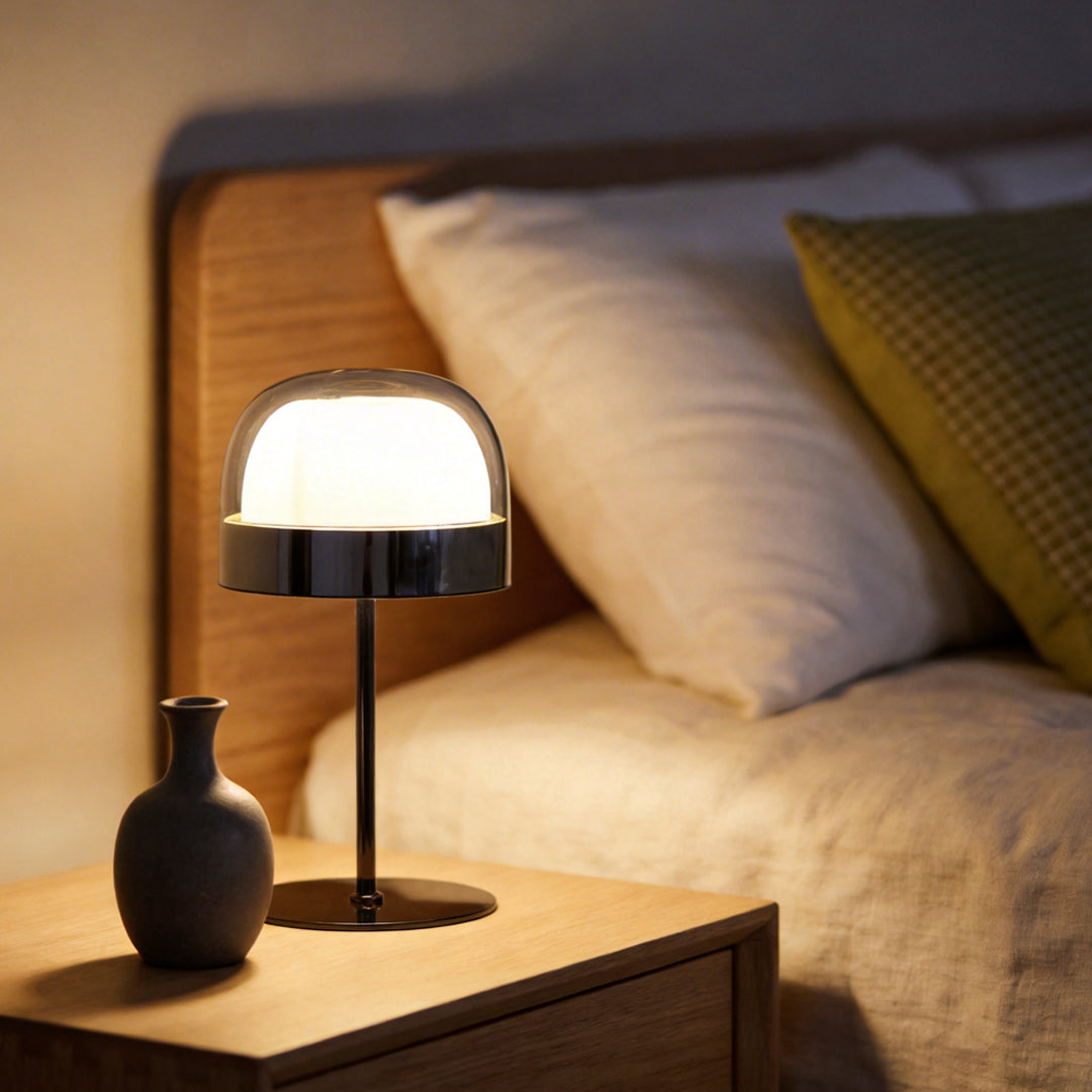 Glass Mushroom Table Lamp Dome-Shaped Ambient LED Light