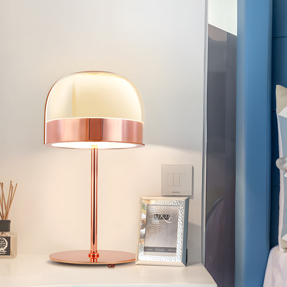 Glass Mushroom Table Lamp Dome-Shaped Ambient LED Light